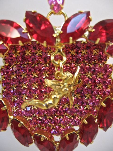 Hand laid rhinestone and crystal clip earrings by Richard Bradley for My Pink Planet. 